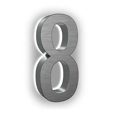 7 Inch House Numbers Stainless Steel Premium Quality Backlit LED Illuminated ... • £48.66