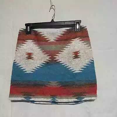 Tapestry Skirt Womens 4 Western Tribal Print Mini Red Wool Blend American Eagle  • $34.99