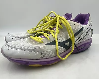 Mizuno Wave Rider 17 Women's White Purple Yellow Running Shoe Size 9 • $22.46