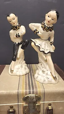 MCM Ceramic Pierrot Harlequin Dancing Couple 1950s Home Decor • $32