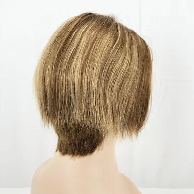 $57.85 • Buy Short Human Hair Pixie Wig Highlight Blonde Brown Bob Wig L Part Lace Front Wigs