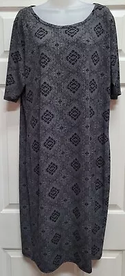 Women's Lularoe Julia Dress Knee Length Stretch 3XL Black & White Geometric • $25.95