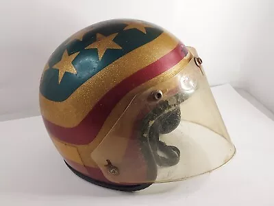 Vintage Motorcycle Helmet Captain America Stars Stripes Evel Knievel Size M • $129.99