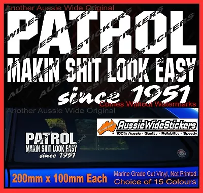 $6.90 • Buy PATROL EASY GQ 4x4 Ute Accessories Funny Stickers 200mm Suit Nissan