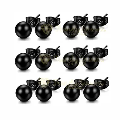 £3.97 • Buy 2pcs Women Men Stainless Steel Ball Bead Ear Stud Earrings Silver Gold 3mm-8mm