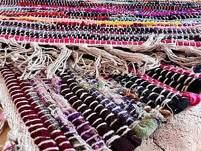 Chindi Rag Rug 100% Recycled Multi Coloured Handloom Cotton Handmade  Floor Mats • £12.99