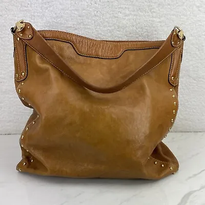 Michael Kors Extra Large Brown Leather ASTOR Studded Shoulder Bag • $40