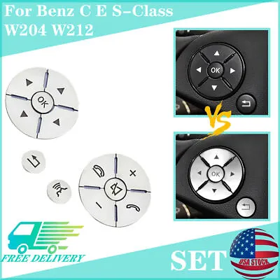 Set Steering Wheel Button Cover Sticker Trim Fit For Benz C E S-Class W204 W212 • $12.91