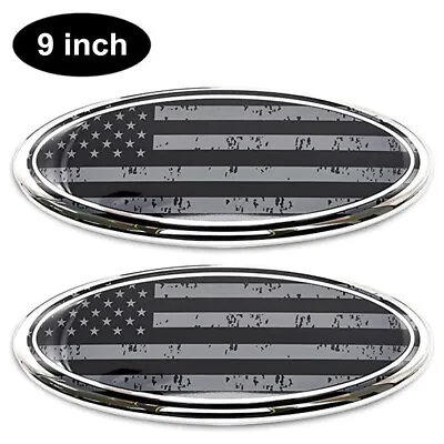 $20.59 • Buy 2pcs For Ford F150 9 Inch US Flag Front Grille Decal Tailgate Emblem Oval Badge