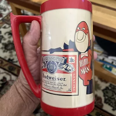 Vintage Budweiser Beer Bud Man Thermo-Serv Plastic Beer Mug Stein Budman • $10