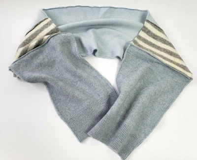 £19.99 • Buy # 100% Pure Cashmere Shawl Scarf Wrap Recycled Handmade Blue Grey 604