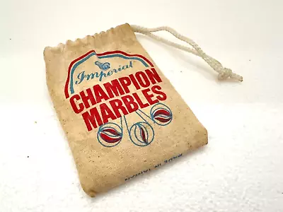 Small Vintage Imperial Champion Marbles Bag Canvas Cloth- 4 1/2  Tall • $3.95