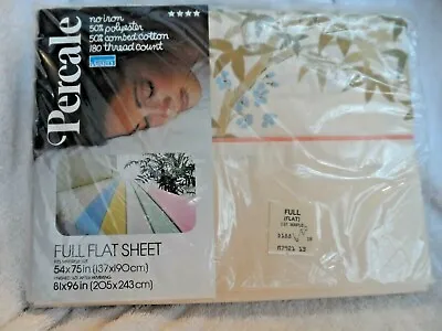 Vintage Montgomery Ward Percale Full Flat Sheet Maple Pattern NIP • $15