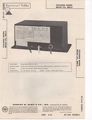 1963 Sylvania Mpxiii Fm Stereo Multiplex Adapter Service Manual Photofact Fix • $10.99