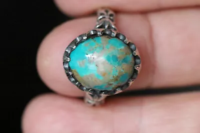 Iranian Natural Turquoise Gemstone 925 Sterling Silver  Ethnic Ring Size  9 • $39