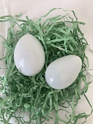 2 Milk Glass Hand Blown Nesting Eggs Vintage Easter  2 1/2” • $18