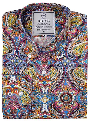 Relco Paisley Shirt Long Sleeve Button Down Collar PLATINUM COLLECTION Vintage • £49.99