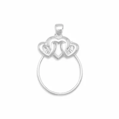 Sterling Silver 3 Heart Charm Holder Pendant • £33.73