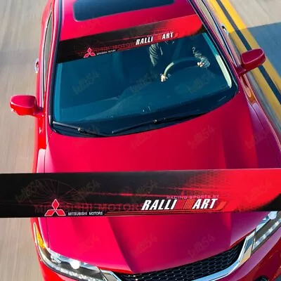 For Mitsubishi RALLIART Racing Front Window Windshield Vinyl Banner Decal Stickr • $17.98