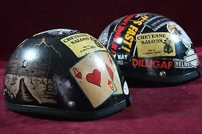 * 2 Vintage Motorcycle Helmets Original Artwork Easy Rider Style Harley Indian * • $225