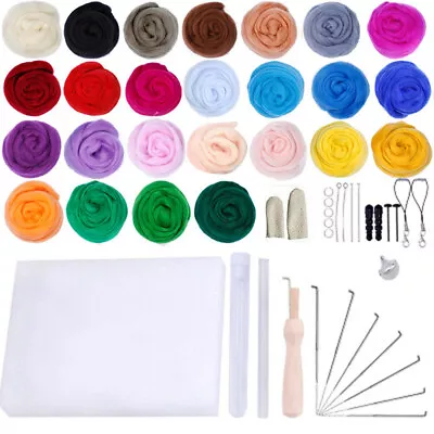 25 Color Wool Felt Needles Tool Set Needle Felting Mat DIY Starter Kit Girl Gift • £10.57