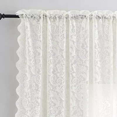 White Vintage Embroidered Lace Floral Window Curtain Panel Tulle Sheer Drapes • $11.69
