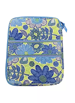 Vera Bradley Blue Green Doodle Daisy Floral 17  Laptop Quilted Bag Case Sleeve • $26