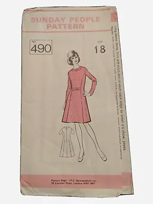 Sunday People Pattern 490 Size 18 Dress 60s 1960s Vintage Retro • £4.99