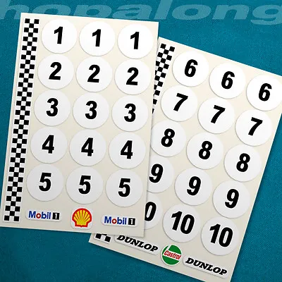 Classic Motorsport Race Number Sticker Decals 1/18 Scale (30mm). Ds074 • £7.99