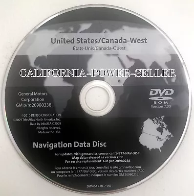 2005-2013 Chevy Corvette Cadillac STS Saab 9-5 Navigation DVD Version 7.00 WEST • $108.88