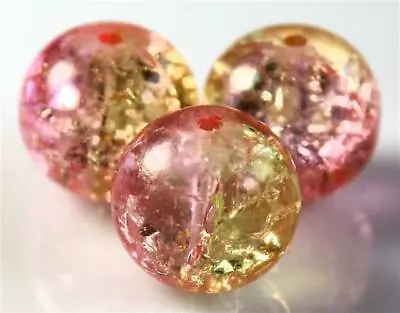 £2.49 • Buy BUY ANY 6 PAY FOR 3 CRACKLE GLASS BEADS ROUND 200x 4mm 100x 6mm 50x 8mm 25x 10mm