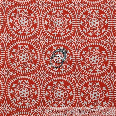 BonEful Fabric FQ Cotton Quilt VTG Orange Rustic Cream Cabin Flower Dot S Damask • $3.67