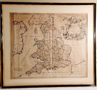 Rare Antique  New Map Of England By John Senex  (Framed 29 X26 ) • $200