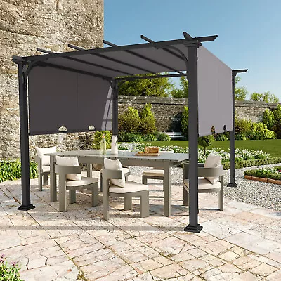 10'x10' Outdoor Pergola Aluminum Patio Gazebo Shade Shelter Retractable Canopy • $298.50