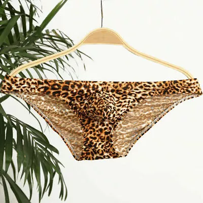 Mens Leopard Print Briefs Underwear Stretch Thong Shorts Knickers Lingerie • £16.16