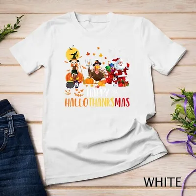 Happy Hallothanksmas Funny Halloween Thanksgiving Christmas Unisex T-shirt • $16.99
