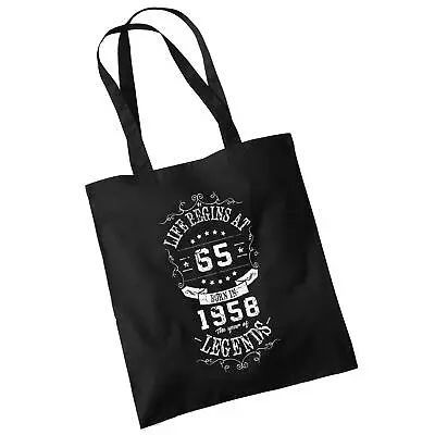 £5.97 • Buy 65th Birthday Gifts For Women Men Life Begins At 1958 Funny Tote Bags Present