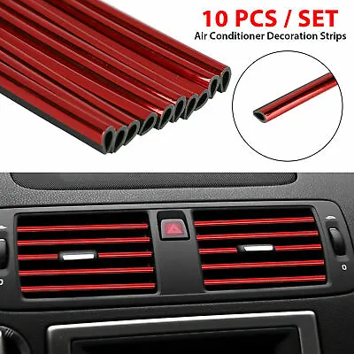 10x Universal Air Outlet Conditioner Car Sticker Auto Vent Strip Grille Red Trim • $8.79