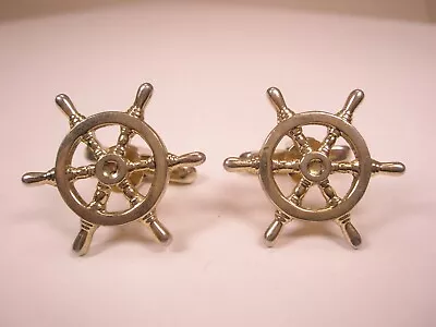 Ship's Wheel Vintage HICKOK Cuff Links Navy Merchant Marine Steering • $35.49