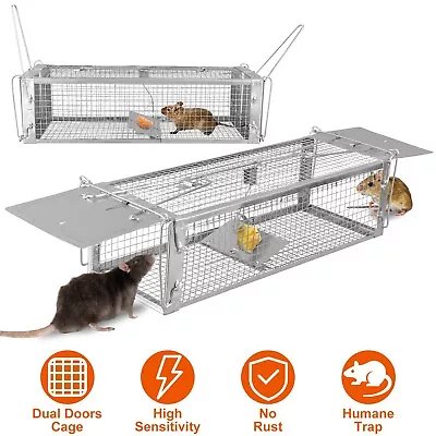 Live Animal Cage Trap 1 Doors 2 Doors Humane Rodent Raccoon Cage With Iron Door • $25.63