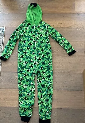 Minecraft Creeper Kid's One Piece Zip Up Pajama Costume Size L • $15