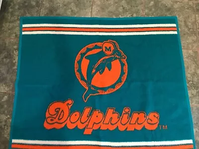 Vintage NFL MIAMI DOLPHINS Throw Blanket Biederlack 52 X 46 • $30