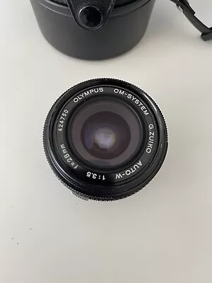 Olympus OM 28mm F/3.5 G.Zuiko Auto-W Wide Angle Lens Caps Case Excellent • £54.99