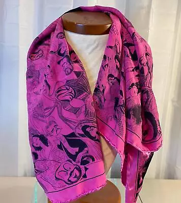 Nadia Roden Silk Scarf Metropolitan Opera 36'X 37  Pink With Black Print • $185