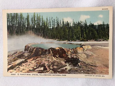 $1.25 • Buy Vintage Linen Postcard Punch Bowl Spring, Yellowstone #10097 By Haynes