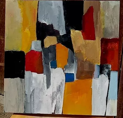 Abstract Expressionist Mid Century Modern Style Painting Modernist Brutalist  • $145