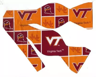 Virginia Tech Bow Tie (Blocks) HokieBird & Tracks / Hokies / Self-tie Bow Tie • $14.99