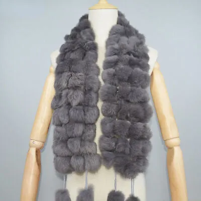 Winter Women Genuine Fur Scarf Fur Balls Scarves Cute Female Fashion Warm Fur • $14.77