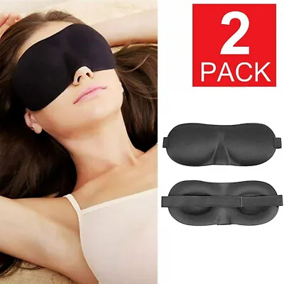 $2.20 • Buy 2 Pack Travel 3D Eye Mask Sleep Soft Padded Shade Cover Relax Sleeping Blindfold