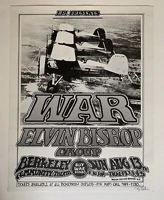 Elvin Bishop Group War Original Poster Signed By Artist Randy Tuten • $50